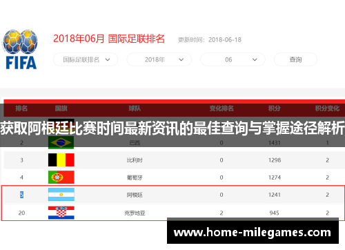 获取阿根廷比赛时间最新资讯的最佳查询与掌握途径解析